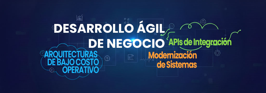 Desarrollo Ágil de Negocios, Arquitecturas de Bajo Coste Operativo, Modernización de Sistemas y APIs de Integración.